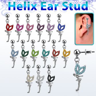 erbd7 piercing oreja helix acero quirurgico bola hada cristal vendido por pieza mayorista