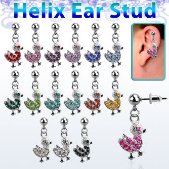 erbd9 piercing oreja helix acero quirurgico bola cristal colgado pato vendido por pieza al por mayor