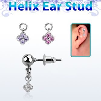 erbdz411 piercing oreja tipo helix acero quirurgico bola colgante flor zirconia plata & venta