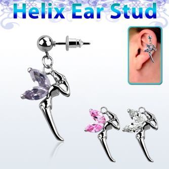 erbz103 piercing oreja acero quirurgico bola hada alas zirconia vendida por distribuidor