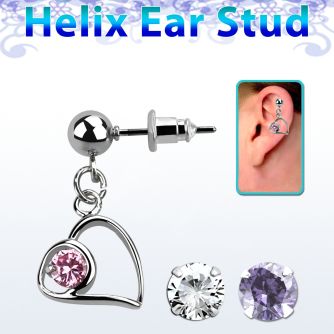 erbz66 piercing oreja acero quirurgico bola corazon horizotal colgado se vende por pieza distribuidor