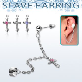 erdl6 pieza piercing oreja esclava acero inoxidable falsa esclava helix clip cruz zirconia eja distribuidor mayorista