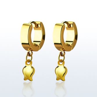 erg767 pendiente huggie oreja acero inoxidable pvd dorado colgante tulipan oro distribuidor