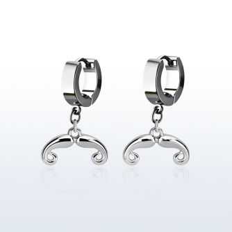 erh516 par pendientes huggie oreja acero inoxidable brillo espejo colgante bigote frances mayorista