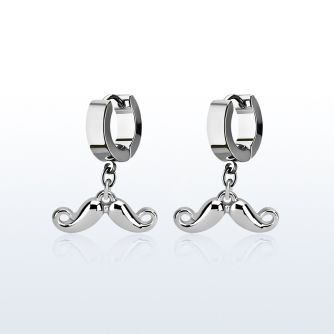erh519 par pendientes huggie oreja acero inoxidable brillo espejo colgante bigote feliz venta