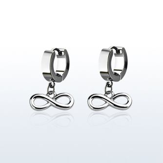 erh618 par pendientes huggie oreja acero inoxidable brillo espejo colgante infinito mayorista