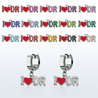 erh667 steel huggies earrings w i love dr dangling