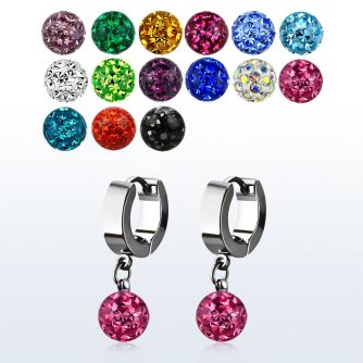 erhfr8 par pendientes huggie oreja acero inoxidable brillo espejo bolas 8mm multi cristal ferido venta