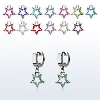 erhsar5 par pendientes huggie oreja acero inoxidable brillo espejo colgante cristal tachonado estrella mayorista