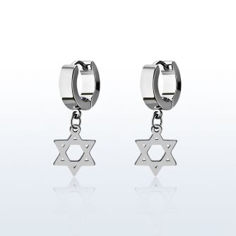 erhsdsr par pendientes huggie oreja acero inoxidable brillo espejo colgante estrella david mayorista