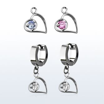 erhz66 par pendientes huggie oreja acero inoxidable brillo espejo colgante corazon zirconia redonda venta
