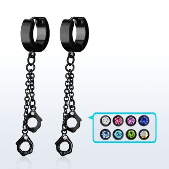 erk652 pendiente huggie oreja acero inoxidable pvd negro colgante anodizado esposas distribuidor