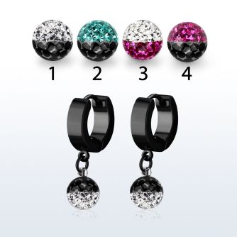 erkfre8 pendiente huggie oreja acero inoxidable pvd negro colgante bola 8mm multi cristal ferido colores distribuidor
