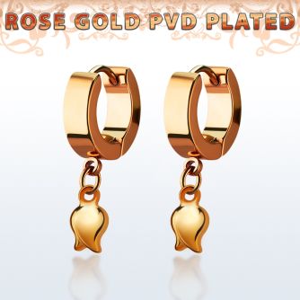 err767 pendiente huggie oreja acero inoxidable pvd oro rosa colgante tulipan oro rosa distribuidor mayorista