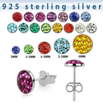 ervfr pair of silver ear studs w ferido glued crystals