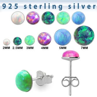 ervop par piercing oreja plata 925 opalos sinteticos redondos las distribuidor