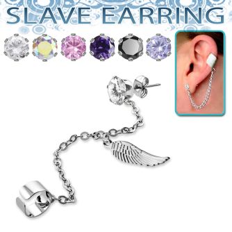 erzdld11 piercing oreja acero inoxidable zirconia redonda conectada falsa esclava helix clip ala pajaro colgando mayorista