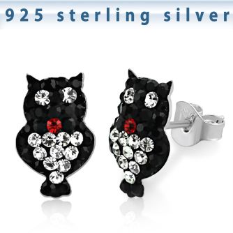 esfd36m par piercing oreja plata 925 buho multi cristal ferido distribuidor mayorista