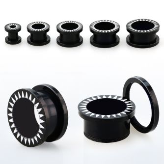 fpab black acrylic flesh tunnel plug w saw tooth pattern