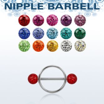 frnpe6 pezonera redonda acero quirurgico barbell acero 316l bolas multi cristal ferido 6mm al por mayor
