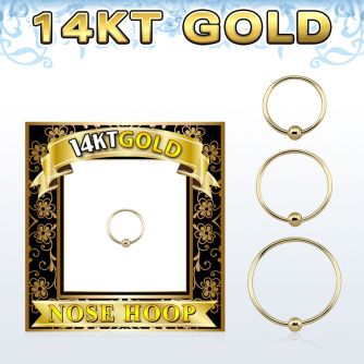 g14hob solid 14k gold endless nose hoop w ball