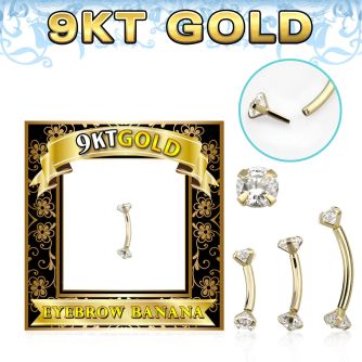 g9bnz 9k gold banana threadless push pin cz