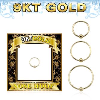 g9hob 9k gold fixed bead nose hoop with 2mm ball