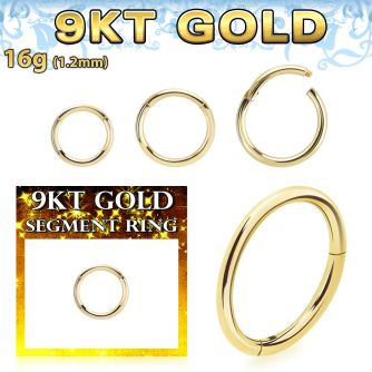 g9segh16 9k gold hinged segment ring 16g