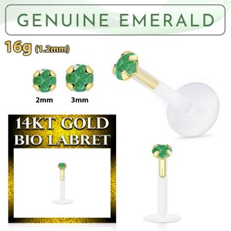 gbige10 labret bio flexible transparente presion oro 14 kts esmerlada legitimo 2mm al por mayor