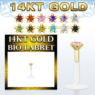 gbizsm labret bio flexible transparente presion oro 14 kts zirconita estrella 3mm venta