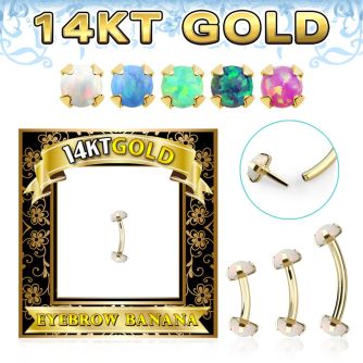 gbno gold eyebrow banana w thread less top w synthetic opal