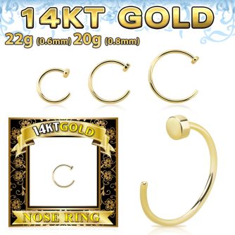gcln 14k gold clip on nose hoop ring flat back