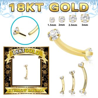 ggbnz 18k gold threadless push pin banana 16g cz