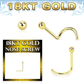 ggscb1 18k gold nose screw 22g plain ball top