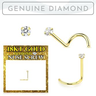 ggscdb15 18k gold nose screw 22g prong set diamond