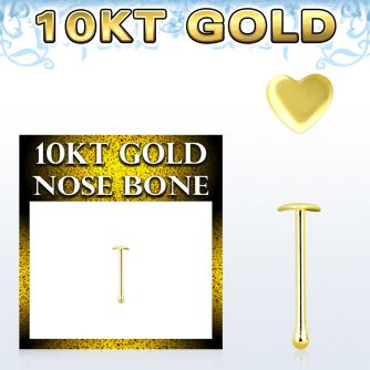 gibht 10kt gold nose bone with a 2.5mm gold heart top