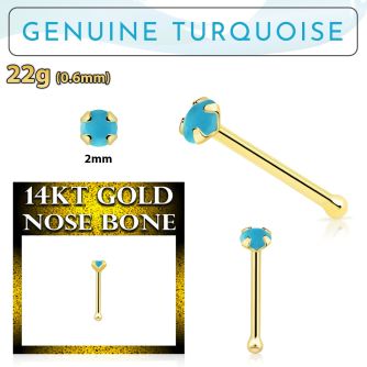 gnbge7 piercing nariz hueso oro 14 kts 0 6mm turquesa 2mm al por mayor
