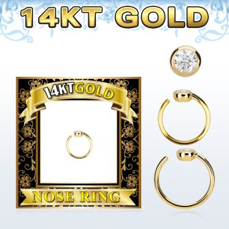 gnrz2 solid 14k gold nose ring w 2mm round cz top