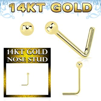 gnsb1 14k gold nose stud 22g a plain ball top