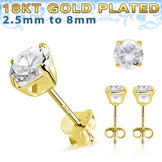 gpecrza par piercing oreja plata 925 oro 18 kts zirconia grado aaa redondas distribuidor