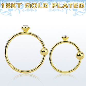gpm9 gold plated 925 silver nose hoop w 1.5mm round crystal
