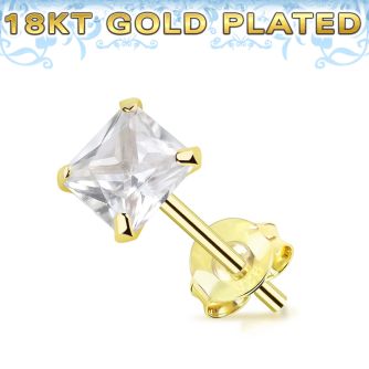 gpqz par piercing oreja plata esterlina oro 18 kts zirconia clara cuadrada 3mm 8mm venta
