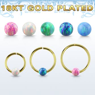 gpselo22 18k gold plated silver seamless ring 22g 3mm opal ball