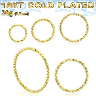 gpselw20 18k gold plated silver seamless ring 20g twisted