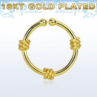 gpsep12g anillo septum falso plata 925 oro 18 kts 1mm tres cuerdas envueltas alrededor anillo 12mm mayorista