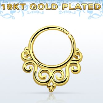 gpsepv7 aro septum plata 925 oro 18 kts 1mm decorado indio 8mm venta