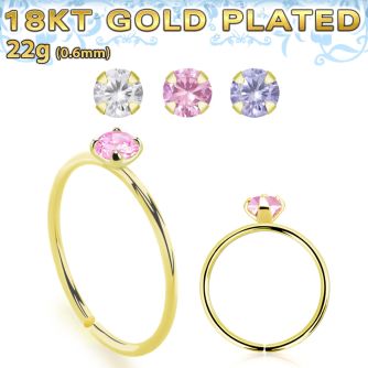 gpzm22 18k gold plated silver seamless nose ring 22g