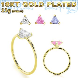 gpztm22 18k plated silver seamless nose ring 22g triangle