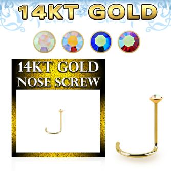 gscabm1 14k gold nose screw color crystal ball