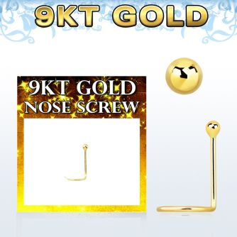 gscb9 9kt gold nose screw w a 1.5mm plain gold ball shaped top